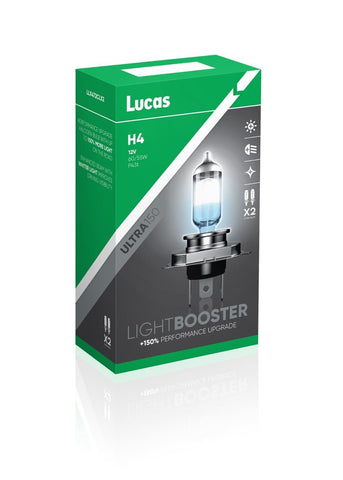 Lucas H4 472 Car LightBooster 150% Headlight Bulbs Lamps 472 PX26D 12v 60/55w