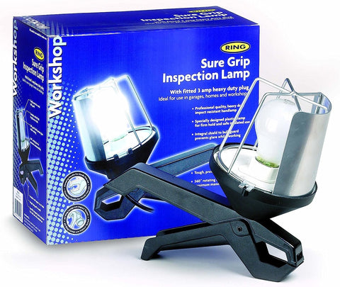 Ring RIL925 Sure Grip Inspection Lamp, with Steel Bulb Guard, 360 Rotating Base, Clamp for Hands-free use, Bulb Included