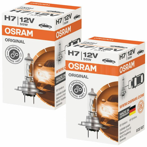 2 X OSRAM H7 499 477 12V 55W Halogen Car Headlight Headlamp Dipped Fog Bulbs