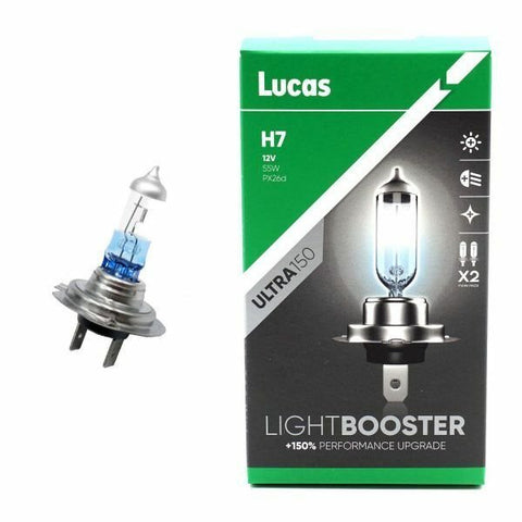 Lucas H7 477 Car LightBooster 180% Headlight Bulbs Lamps 499 PX26D 12v 55w