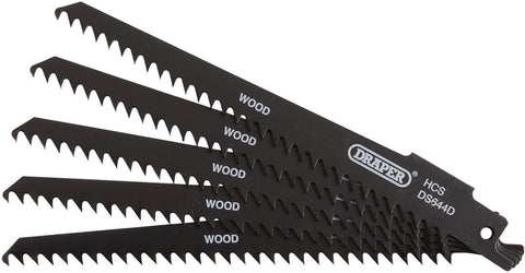 Draper 43430 Reciprocating Saw Blades for Wood and Plastic Cutting, 150mm, 6tpi (Pack of 5)