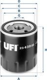 UFI Filters, Oil Filter 23.439.00, Replacement Oil Filter, Suitable for Car, Applicable to Various Models Citroen, Fiat, Ford, Lancia, Opel, Peugeot, Suzuki, Toyota e Vauxhall