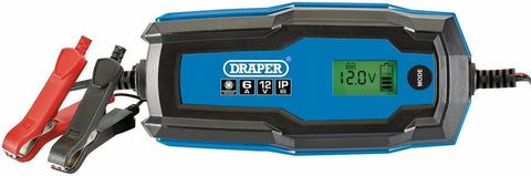 Draper 53490 6V/12V Smart Charger and Battery Maintainer (6A), Black