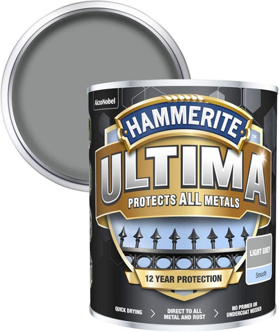 Hammerite Ultima Smooth Metal Paint - 750ml - Light Grey