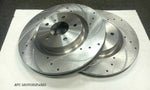 MINI ONE COOPER R50 R52 R53 FRONT DRILLED & GROOVED DISCS AND PADS + WEAR LEAD
