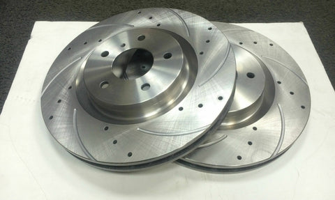 MERCEDES ML320 3.0 CDI REAR DRILLED AND GROOVED DISCS + PADS & WEAR LEADS W164