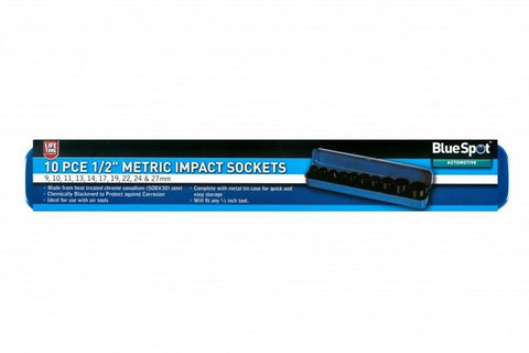 10 Pce 1/2" Metric Impact Sockets (9-27mm) 01537