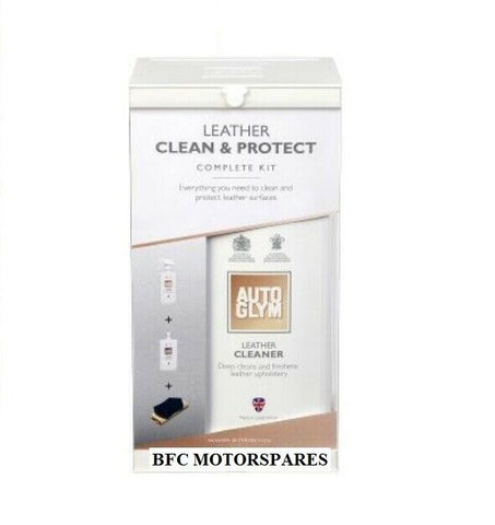 Autoglym Leather Clean & Protect Complete Kit Cleaner Balm Cloth Pad Applicator