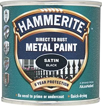 Hammerite Satin Black Metal Paint 250ml