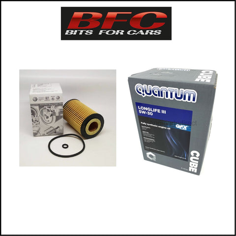 SEAT LEON 2.0 TDI FR MK3 GENUINE OIL FILTER & QUANTUM LONGLIFE 5LTR 2013 ONWARDS