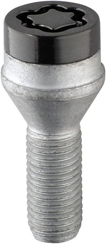 27215SUB Wheel Lock Bolts Black SUB M12 x 1,25, cone seat, shaft length 29,2 mm, Overall length 52,8 mm, Hex size 17mm, Key diameter 25,8 mm