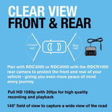 Ring Automotive RSDCR1000 Rearview Smart Dash Cam Full HD 1080p 30fps rear car camera dashcam, BLACK