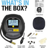 Ring Automotive - RTC1000 12V rapid tyre inflator air compressor car pump with preset digital pressure gauge, memory function, 2 min inflation, LED light, carry case, valve adaptor kit