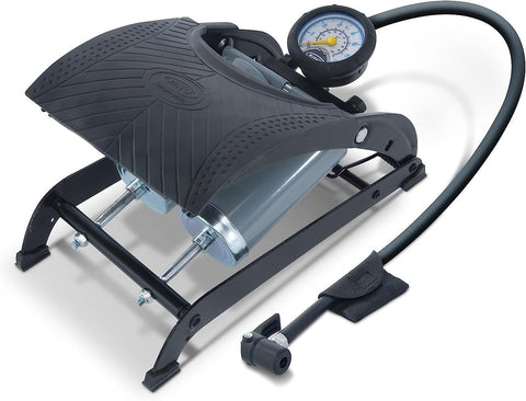 Ring RFP2 Double Barrel Footpump, with Footplate Clips and Adaptor Set,black