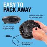 Ring Automotive - RTC1000 12V rapid tyre inflator air compressor car pump with preset digital pressure gauge, memory function, 2 min inflation, LED light, carry case, valve adaptor kit