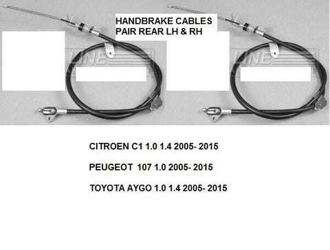 TO FIT CITROEN C1 TOYOTA AYGO PEUGEOT 107 REAR HANDBRAKE CABLES LH & RH  05-15