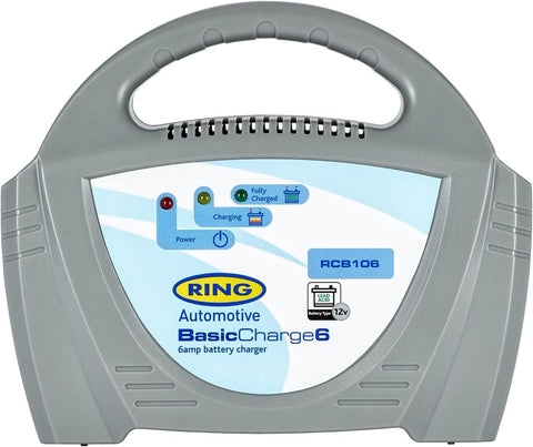 Ring Automotive - RCB106 6A Battery Charger, 12V Lead Acid Batteries,Grey, Vehicles up to 1.6L