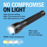Ring Automotive RIT1060 Zoom750 LED USB Rechargeable Inspection Torch & Power Bank,Black/Blue