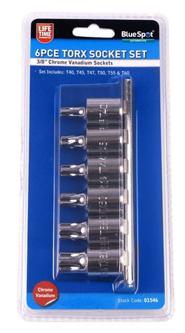 6 Pce 3/8" Torx Socket Set (T40-T60) 01546