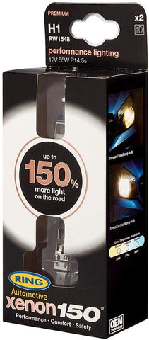 RING Halogen Headlamp - 12V 55W H1 P14.5a - Xenon150 +150% - RW1548