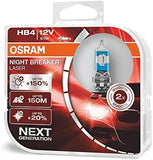 OSRAM NIGHT BREAKER LASER H4, +150% more brightness, halogen headlight lamp, 64193NL-HCB, 12V, duo box (2 lamps)