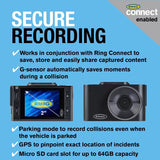 Ring Automotive RSDCR1000 Rearview Smart Dash Cam Full HD 1080p 30fps rear car camera dashcam, BLACK