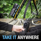 Ring Automotive - RTC2000 Digital Rechargeable Cordless Tyre Inflator Air Compressor and Electric Bike Pump with Pressure Gauge Memory LED Light Powerbank and Adaptor kit, Black