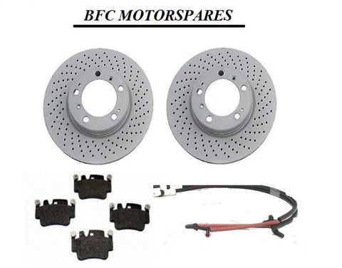 PORSCHE CAYMAN 3.4s 987 FRONT BRAKE DISCS & PADS + WEAR LEADS PREMIUM QUALITY