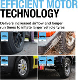 Ring RAC820 12V Fast Flow Tyre Inflator, Preset Function, Adaptor Set and Storage Case