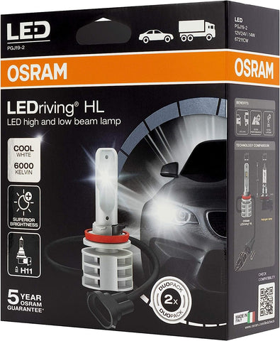  OSRAM H7 LED Bulbs 12V/24V PX26D LEDriving HL Gen2 Cool White  6000K (2 lamps) 67210CW : Automotive