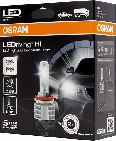 OSRAM H7 LED Bulbs 12V/24V PX26D LEDriving HL Gen2 Cool White 6000K (2  lamps) 67210CW : Automotive 