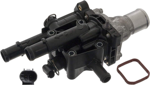 febi bilstein 49187 Thermostat Housing with thermostat, seal and temperature switch, pack of one