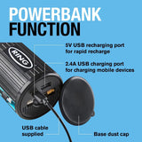 Ring Automotive - RTC2000 Digital Rechargeable Cordless Tyre Inflator Air Compressor and Electric Bike Pump with Pressure Gauge Memory LED Light Powerbank and Adaptor kit, Black