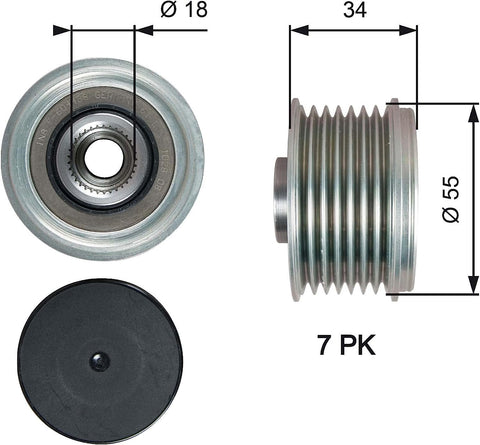 Gates OAP7213, Gates Replacement Freewheel Clutch Alternator OAP7213