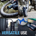 Ring Automotive - RTC2000 Digital Rechargeable Cordless Tyre Inflator Air Compressor and Electric Bike Pump with Pressure Gauge Memory LED Light Powerbank and Adaptor kit, Black