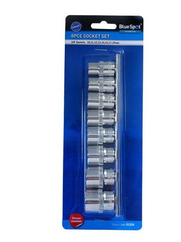 8 Pce 3/8" Metric Socket Set (10-19mm)Zoom   BlueSpot 8 Pce 3/8"  01524