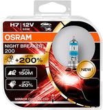 OSRAM NIGHT BREAKER 200, H4, +200% more brightness, halogen headlight lamp, 64193NB200-HCB, 12V, Duo Box (2 lamps)