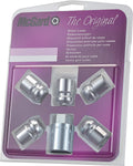 25002SU Wheel Lock Nuts SU, 5 lock set 1/2-20, radius seat, total length 29,9 mm, Hex size 19mm, Key diameter 27,7 mm