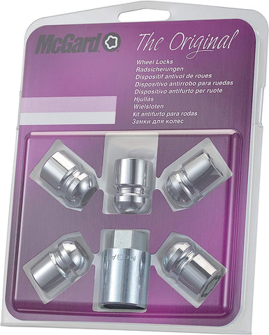 25002SU Wheel Lock Nuts SU, 5 lock set 1/2-20, radius seat, total length 29,9 mm, Hex size 19mm, Key diameter 27,7 mm