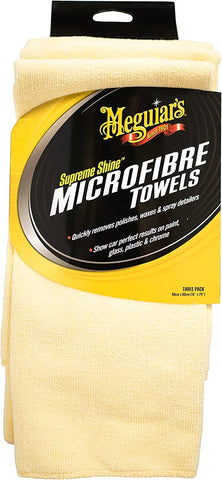 Meguiar's X2020EU Supreme Shine Microfibre Car Cleaning Towels (3 Pack), Yellow