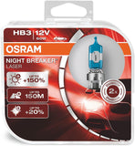 OSRAM NIGHT BREAKER LASER H4, +150% more brightness, halogen headlight lamp, 64193NL-HCB, 12V, duo box (2 lamps)