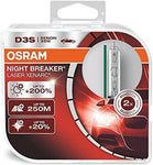 OSRAM XENARC NIGHT BREAKER LASER D3S, +200% more brightness, HID xenon bulb, discharge lamp, 66340XNL-HCB, duo box (2 lamps)