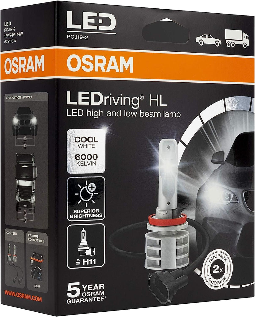 OSRAM H7 LED Bulbs 12V/24V PX26D LEDriving HL Gen2 Cool White 6000K (2  lamps) 67210CW