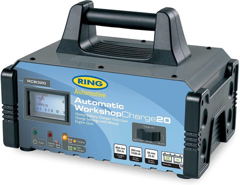 Ring Automotive RCB320 Fully Auto Battery Charger/Engine Start Metal Case, 12 V, 20/80 A,Black