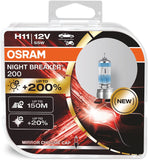OSRAM NIGHT BREAKER 200, H4, +200% more brightness, halogen headlight lamp, 64193NB200-HCB, 12V, Duo Box (2 lamps)
